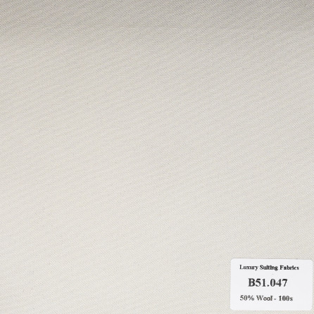 B51.047 Kevinlli V2 - Vải Suit 50% Wool - Trắng Kem Trơn